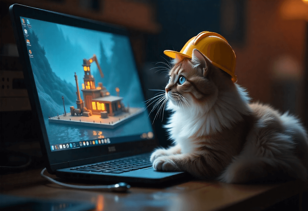 cat working on saas